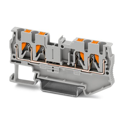 Phoenix Contact Multi-Conductor Terminal Block; PT 2.5-QUATTRO; 20A; 600V; 1-Level; #26 - #12; Push-In Connection; Gray
